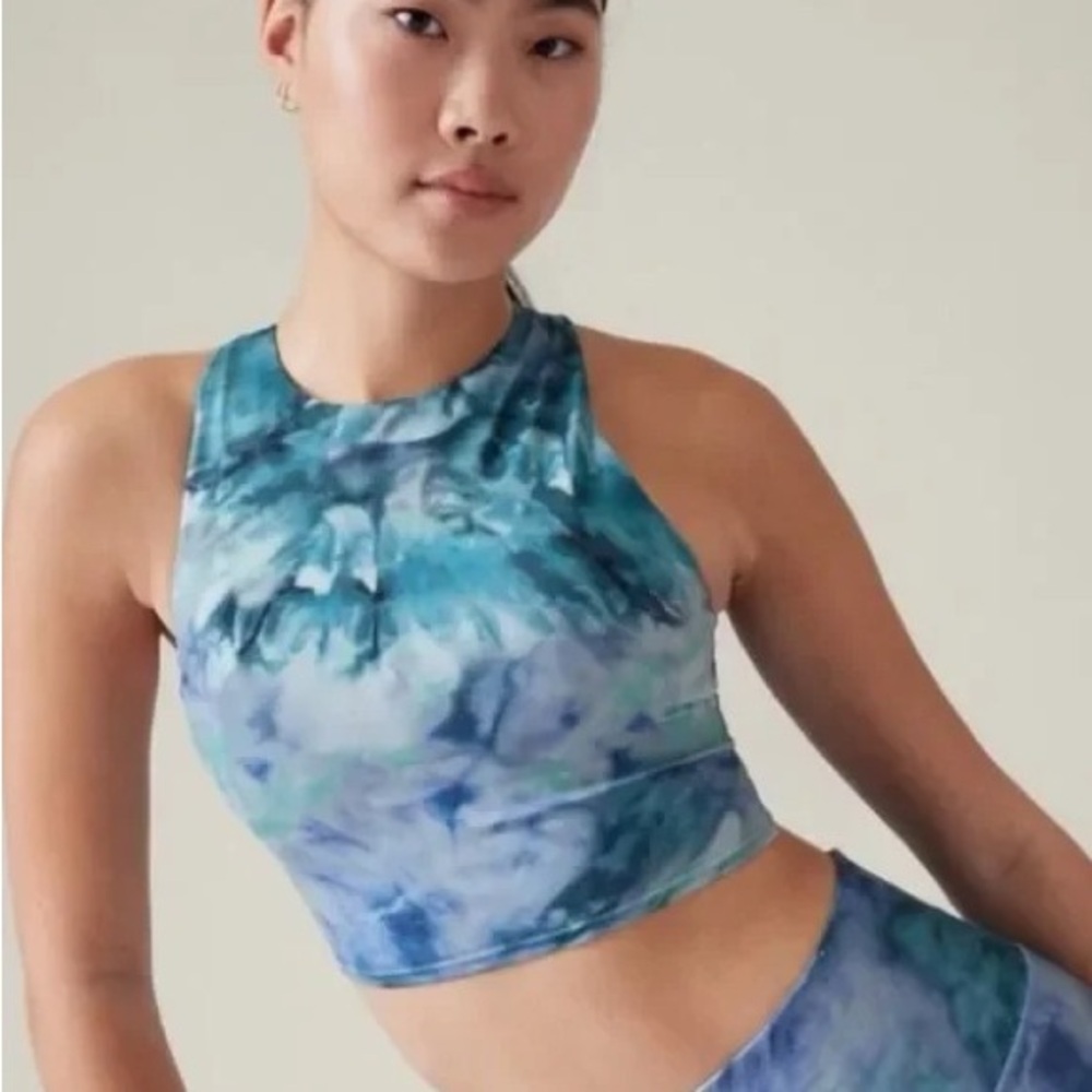 Athleta Conscious Crop Printed A-C Top Sports Bra Tie Dye XS